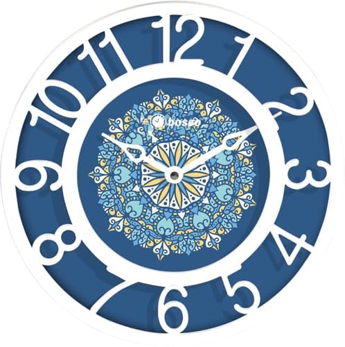 Image of Bosco Modern Non Ticking Silent, Royal Blue dial with White Border, 20 CM Table Cum Round Wall Clock for Home, Living Room, Bed Room, Office and Kitchen - BWC-1206