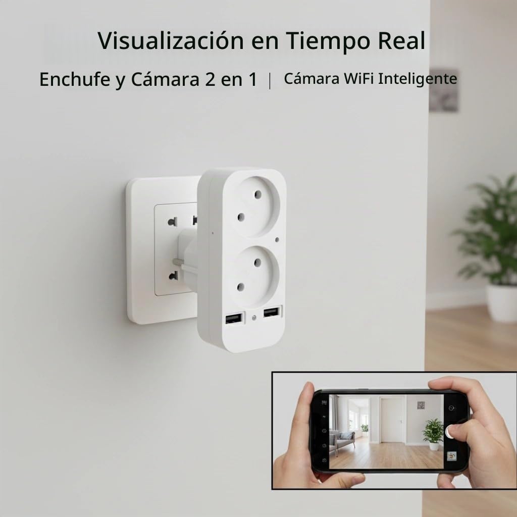 ULar 1080P Mini Cámara Enchufe WiFi Monitor Interior USB A/C | Almacenamiento Local, Uso Interno Y En La Oficina, Modos Wi-Fi Y Punto De Acceso (Ap), Visualización Remoto