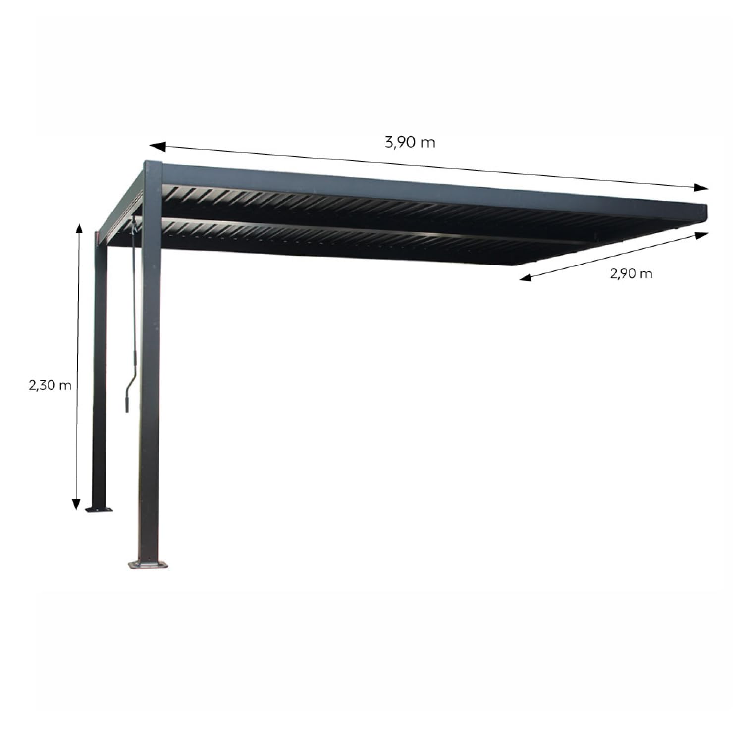 CONCEPT USINE Pergola Bioclimatique Adossée SIFNOS Aluminium Noir 4x3m | Qualité Premium, Design Épuré & Fonctionnel, Mobilier Contemporain, Confort & Durabilité