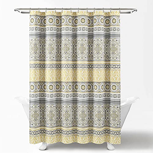 Lush Decor Nesco Stripe Shower Curtain, 72" x 72", Yellow & Gray, W 72" x L 72" (1 Panels) - Image 4