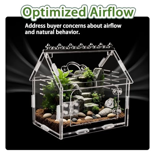 Image of Jumping Spider Enclosure - 5.9 inchx3.9 inchx5.1 inch Magnetic Acrylic Terrarium Kit for Tarantula, Mantis and Reptiles, Escape-Proof Habitat with Secure Latches & Ventilation, Clear Invertebrate Breeding Cage