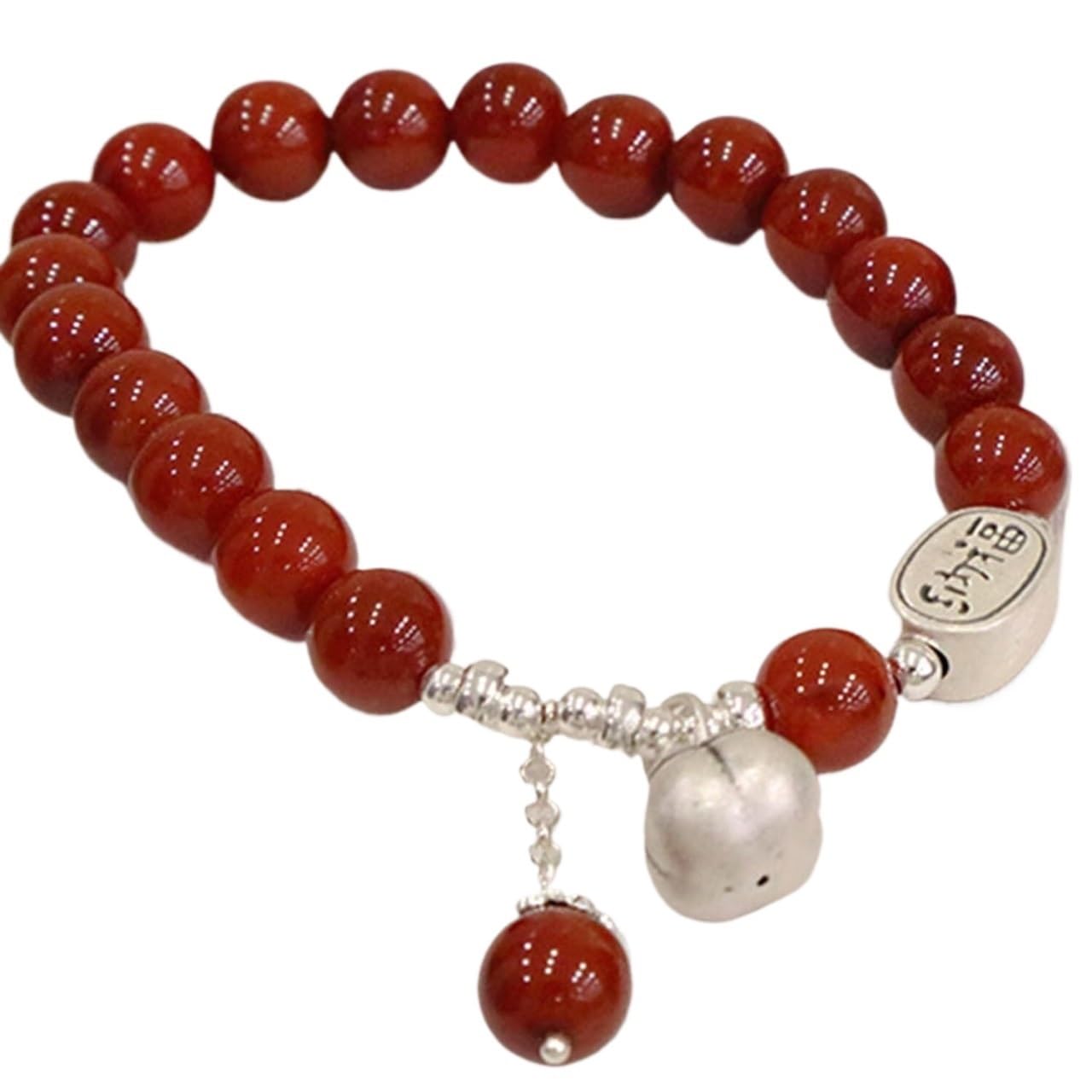 Nzpost Women's Pendant Crystal Bracelet,Agate Bracelet,Sterling Silver Ruyi Lock Lucky Charm Bracelet Reiki Cryst