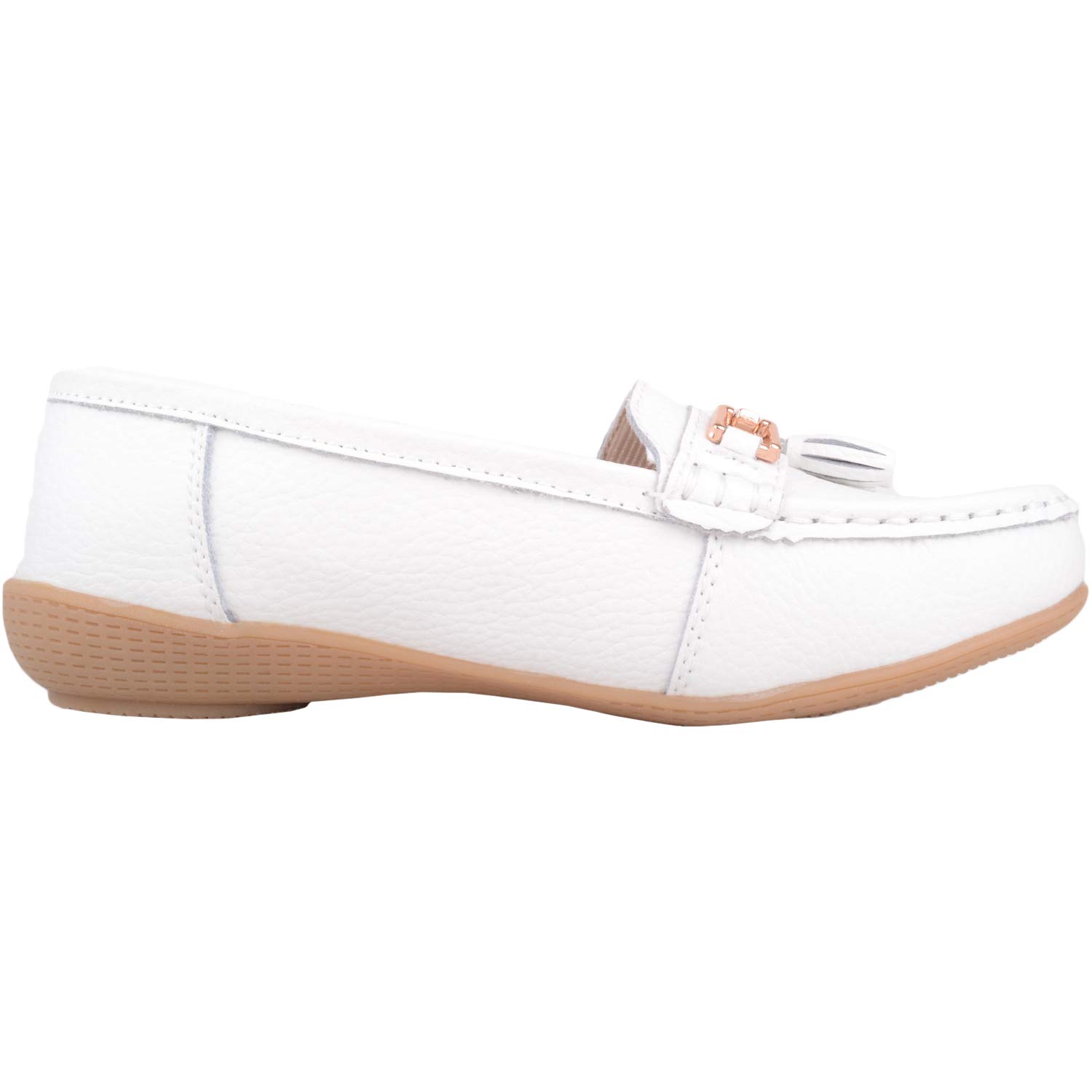 ABSOLUTE FOOTWEAR Mocasines casuales de cuero para mujer, zapatos náuticos