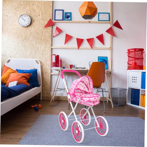 CLISPEED Kinderwagen Puppenwagen mit Realistischem Design und Zubehör Faltbarer Puppenbuggy für Mädchen Großes Puppen Kinderwagen Modell für Doll Pretend Play – Bild 7