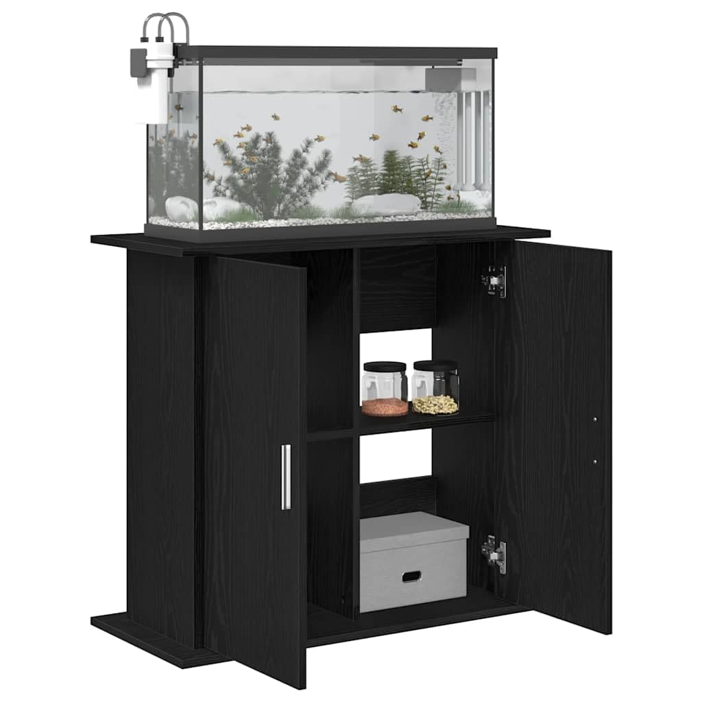 Soporte para acuario, madera negra, 81 x 36 x 73 cm, con espacio de almacenamiento y almacenamiento estable para accesorios de acuario y peces en el salón, dormitorio, oficina