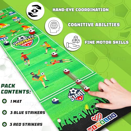 Image of Wembley Striker Board Games Toys for 4+ Year Boy| Flick & Score Kids Activity Engaging Travel Friendly Foldable Mat Indoor Game| Gift Toys for Boys 7-14 Years with 6 Coin Balls