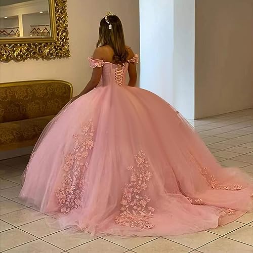 Lace Quinceanera Dresses Ball Gown Puffy Off Shoulder Prom Dresses 2023 Sweet 16 Dresses Light Blue Size 02