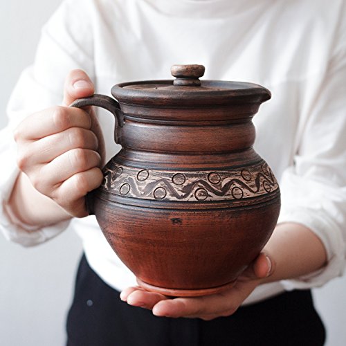 Pottery pitcher with lid Clay pottery Cookware Kitchenware Kitchen pottery Handmade ceramic