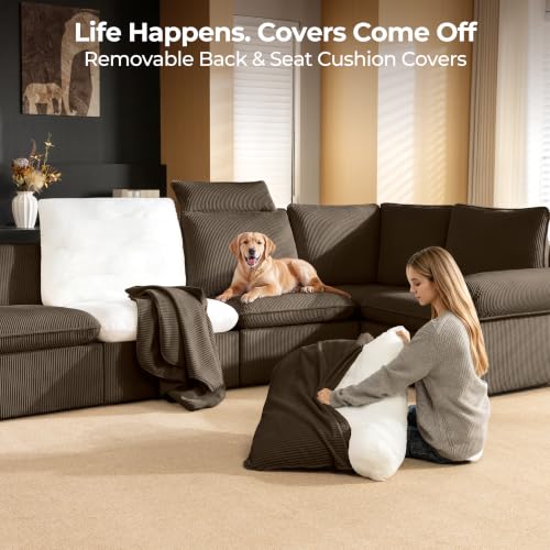 Image of CHIC HOUSE 95 inch Modular Power Reclining Loveseat Sofa with Console, Brown