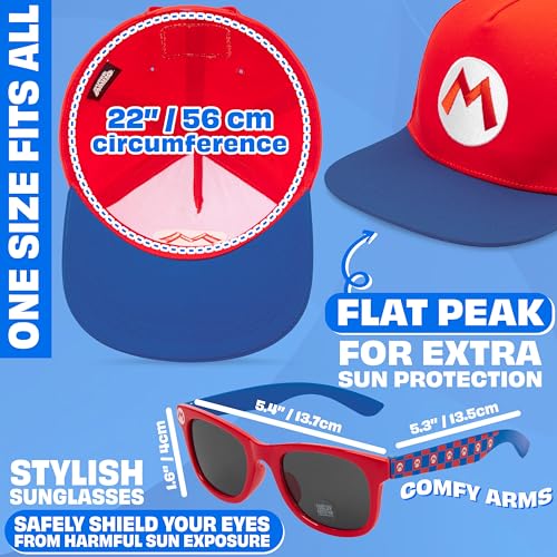 Image of Spongebob | Minecraft | Fortnite | Super Mario | Kids Baseball Cap & Sunglasses with UV Protection, Gifts for Boys