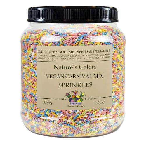 Pastel Rainbow Sprinkles – Vegan, Dye-Free, Allergen-Free, Plant-Based Colors, 2.9 lb Canister – India Tree Nature’s Colors