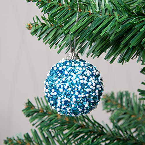 SHATCHI 12 x Christmas Tree Hanging Baubles Soft Foam Glittered Decorated Shatterproof Pendant Ornaments Xmas Tree Table Decorations - Image 3