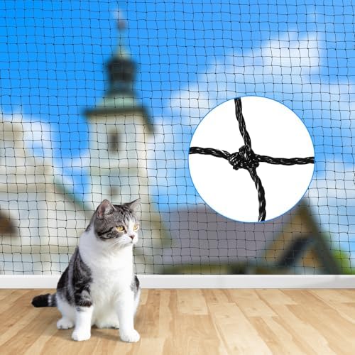 OFFOF Katzennetz für Balkon – Drahtverstärktes Katzenschutznetz, Biss- und Reißfestes Balkonnetz für Katzen, UV-Beständig, Wetterfest, Ideal für Fenster, Terrasse, Balkon und Türen