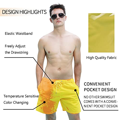 Wsedper Color Changing Shorts, Men's Sports Quick Dry Temperature Sensitive Color Changing Swim Trunks (M,Pink To Purple) #TOP3
