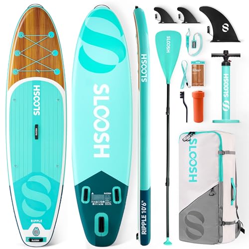 Image of SLOOSH Inflatable Stand Up Paddle Board, Inflatable Paddle Boards with Premium Accessories, Non-Slip EVA Deck, Ultra-Light Carry Bag Pump, Blow Up SUP for All Skill Levels