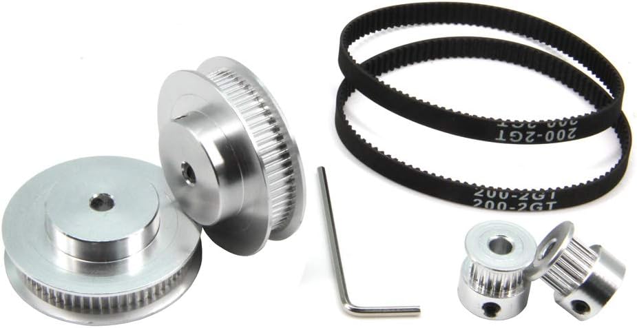Zeberoxyz 2PCS Set GT2 Synchronous Wheel 20&60 Teeth 5mm Bore Aluminum Timing Pulleys with 2PCS Length 200mm Width 6mm Belt (20-60T-5B-6)