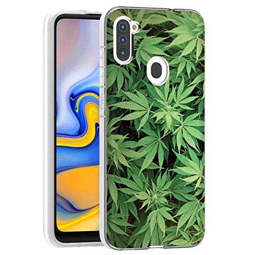 NakedShield Clear Slim Total Cover Phone Case for Samsung Galaxy A11,SM-A115M,Marijuana Bush Print,Light Weight, Unbreakable, Flexible, Surround Edge Protection,Designed in USA