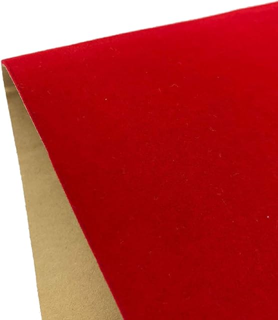 Yalulu Self Adhesive Velvet Flock Liner Adhesive Back Felt Sheets Fabric Sticky Back Sheets, 20 x 148 cm Soft Velvet Liner for Jewelry Drawer Craft Fabric DIY Arts Decoration (Red)
