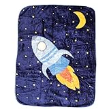 Luvable Friends Unisex Baby High Pile Plush Blanket, Spaceship, One Size