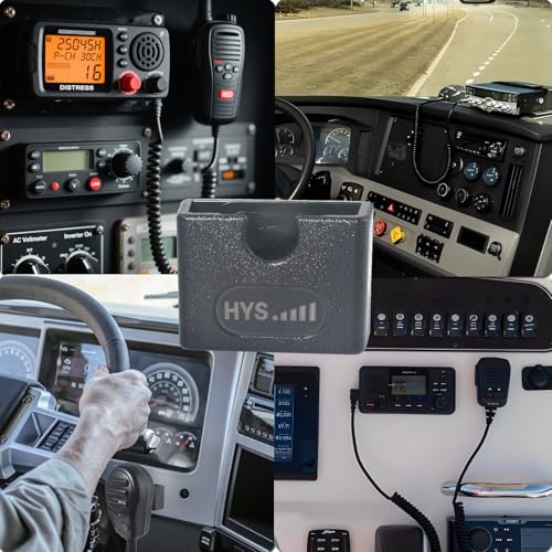 Image of HYS PU Car Mount Kit with Adhesive Back for Mobile CB, VHF & UHF Radios Shoulder Speaker Mic, Handheld Radio Mic Bracket with Hand Mic Holder and Base, VHF Marine Radio Mic Holder Mount (Black-2pcs)