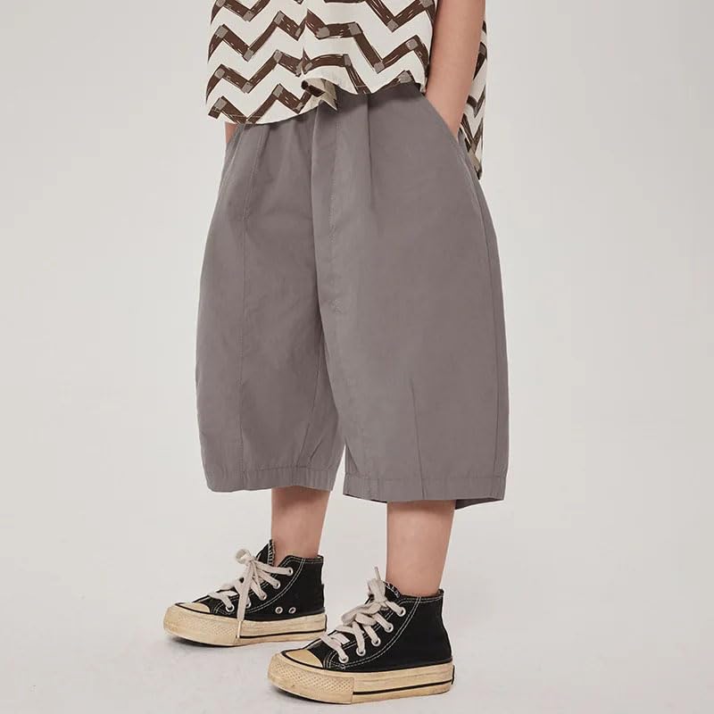 Dninmim Kids Solid Casual Calf-Length Pants Loose Thin Style Middle Pant3