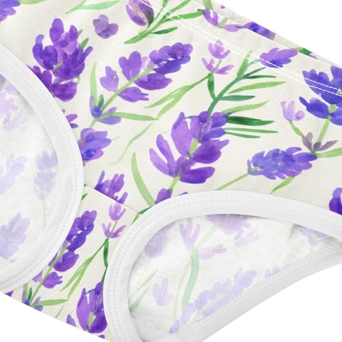 Lavender Flowers Leaves Beige Toddler Underwear Custom 2t Cotton Panties Little Girl Bright Kids Undies Briefs4