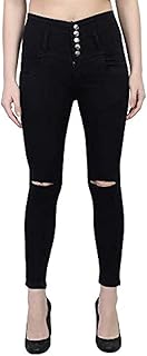 mm-21 5-Button Knee Cut Denim High Waist Skinny Fit Women Jeans-picture-11