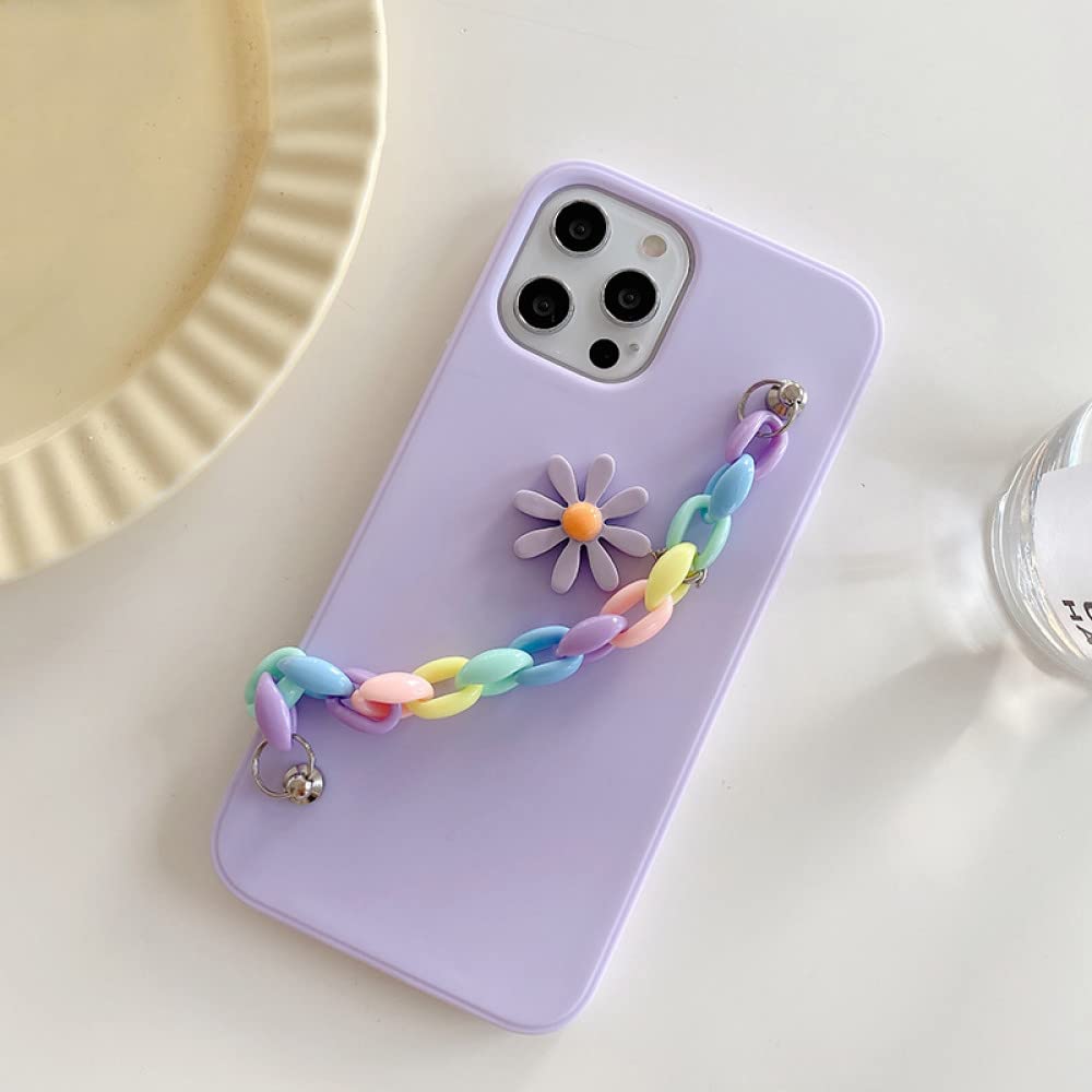 Custodia Per Telefono Morbida Color Panna Con Bracciale Integrato E Motivo Floreale. Antiurto, Antigraffio, Leggera E Lavabile. Compatibile Con Vari Modelli.