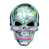 LUKAT LED Halloween Mask, Scary Halloween Costume Mask with EL Wire Light up 3 Flashing-Modes and...