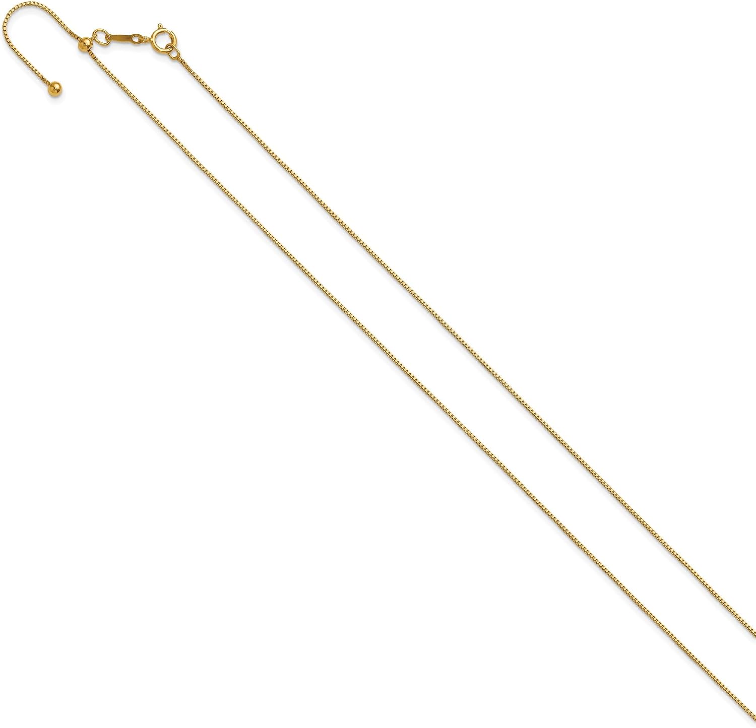 Jewelry Affairs 14K Yellow Gold Filled Adjustable Box Chain Necklace, .80mm Thickness, 22 Inch Length