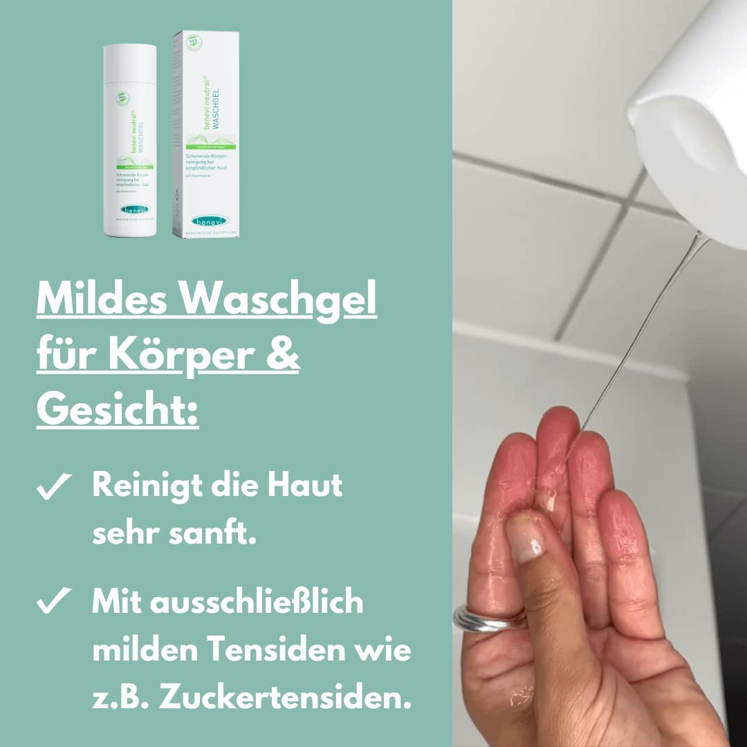 benevi Waschgel 5 x 200 ml für empfindliche trockene und zu Neurodermitis neigende Haut: Das seifenfreie Wasch- und Duschgel ist frei von Duftstoffen und reinigt die Haut mit besonders milden Tensiden