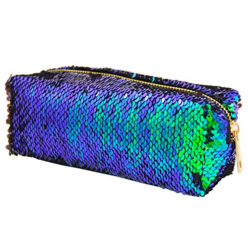 MHJY Mermaid Sequin Pencil Case Cosmetic Bag Magic Reversible Sequins Makeup Bag Pencil Pouch Glitter Handbag