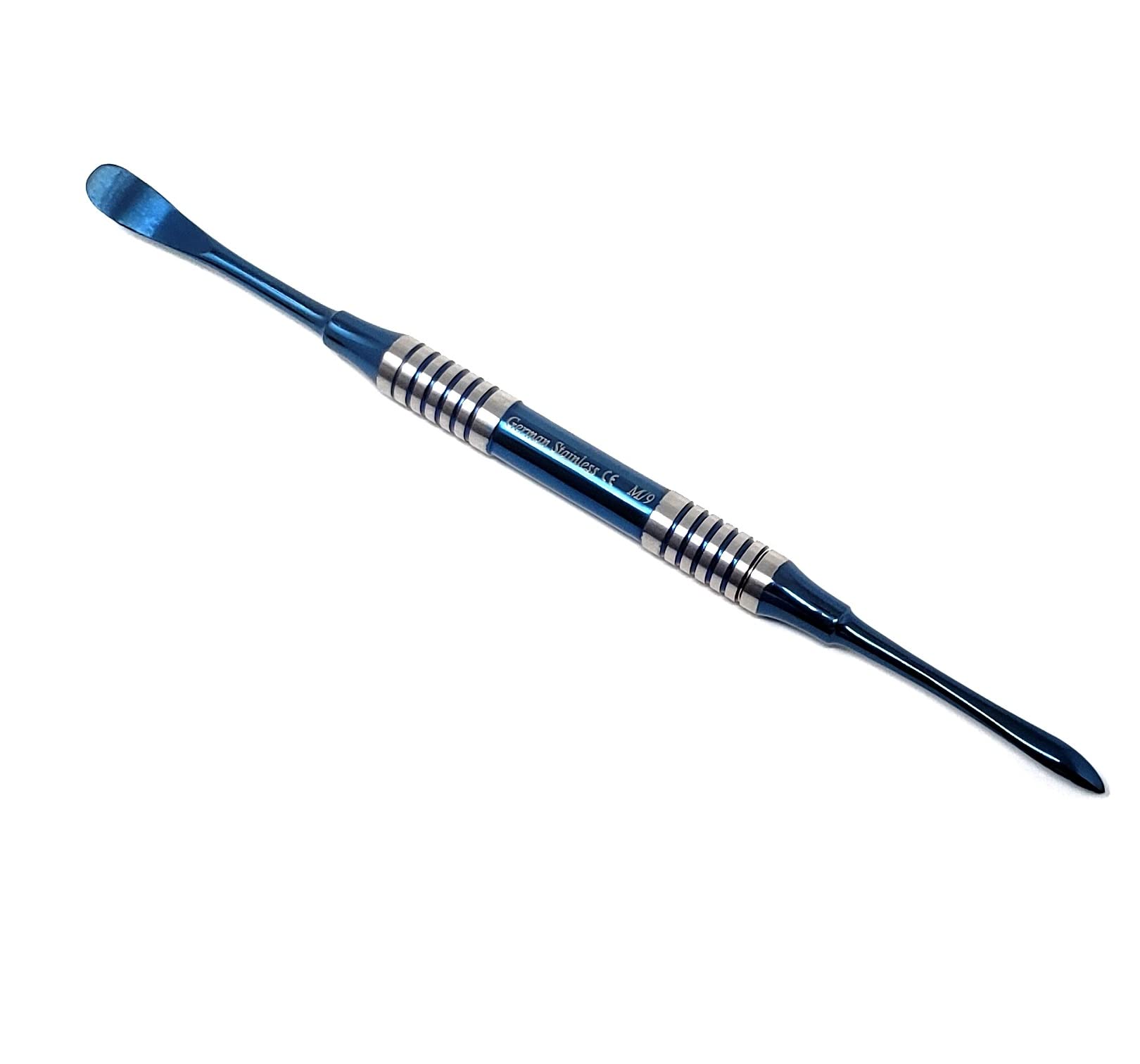 Dental Periosteal Elevator MOLT #9 Hollow Handle, Rounded End/Pointed End, Stainless Steel Blue Titanium Coated Double Ended Surgical Dental Instruments