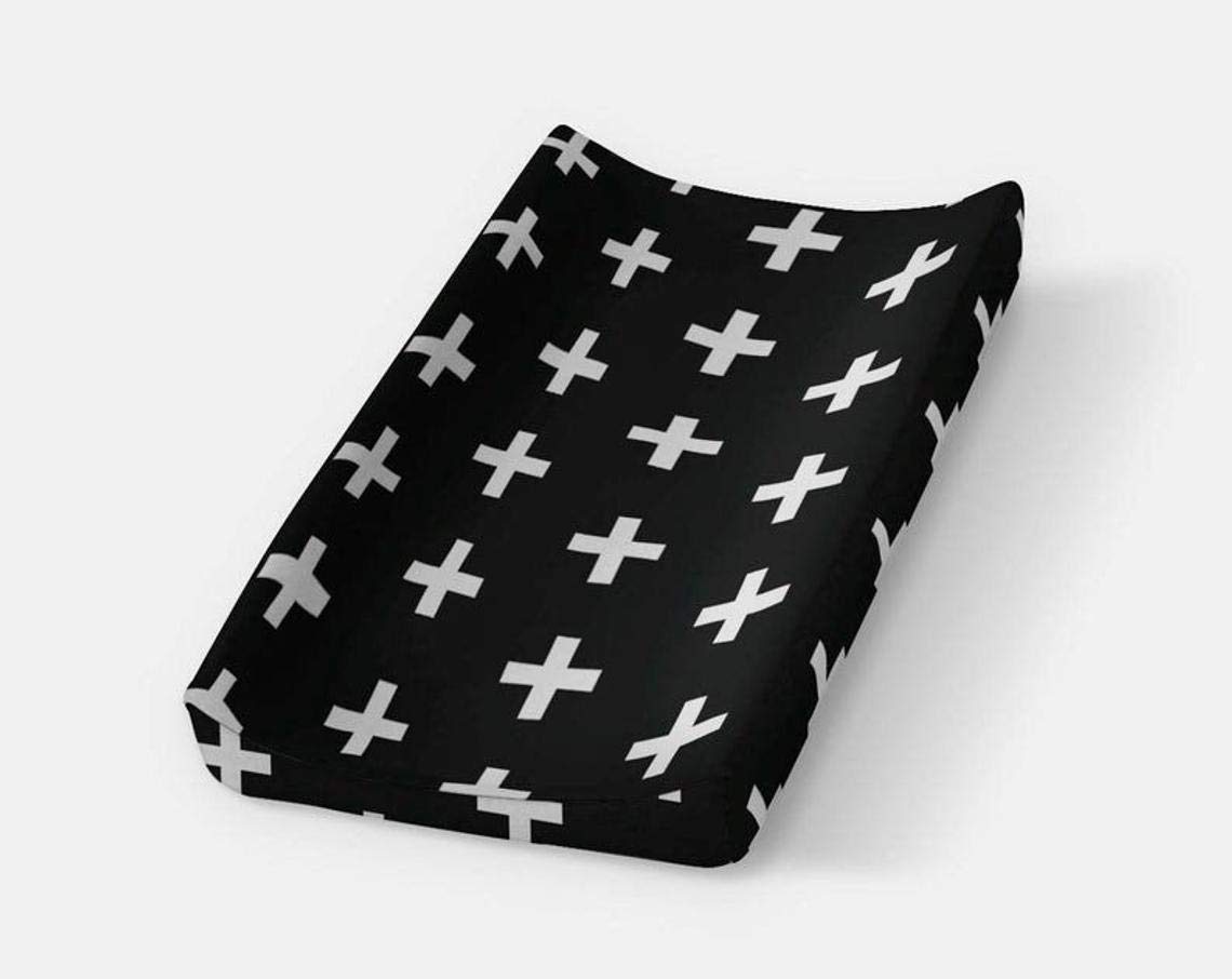 Monochrome Cross Changing Pad Cover, Modern Black and White