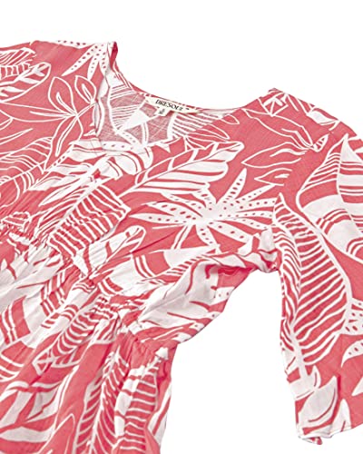 Image of DRESOUL Women's Pink Rayon Printed Party Fit and Flare Dress