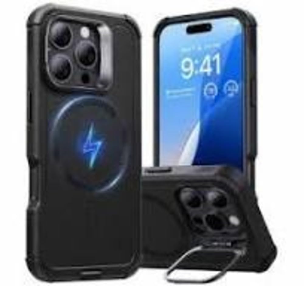 ESR iPhone 16 MagSafe Case with Stash Stand Cyber Armor with Stash Stand iPhone 16 Pro Max Black
