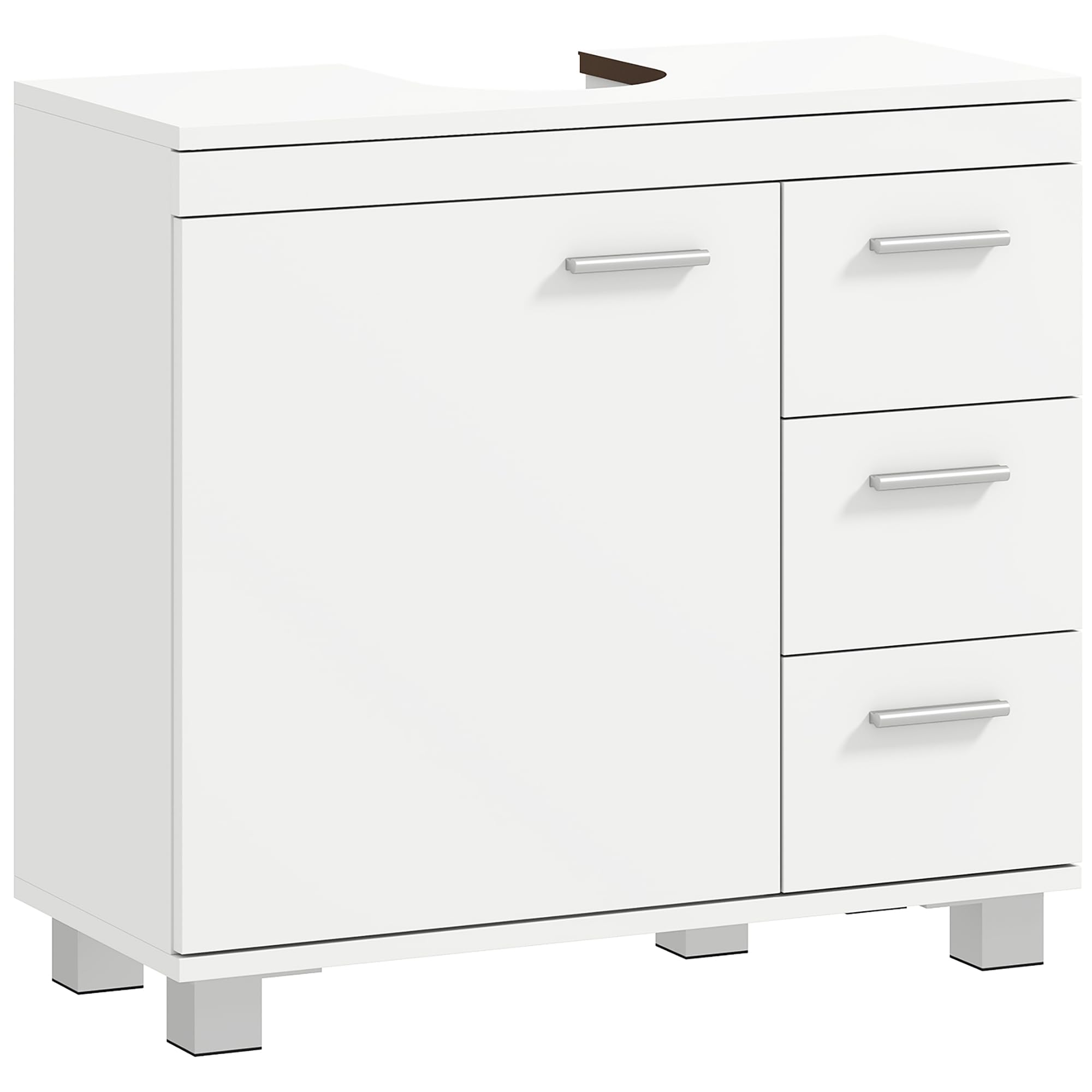 HOMCOM Waschbeckenunterschrank mit Soft-Close Tür 70 x 30 x 64 cm Weiß