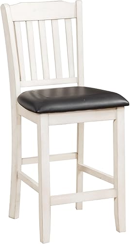 Set of 2 Counter Height Dining Chairs with Faux Leather Seat - Kitchen Table Seating Furniture for Room Living Room Bedroom,White-4pcs
