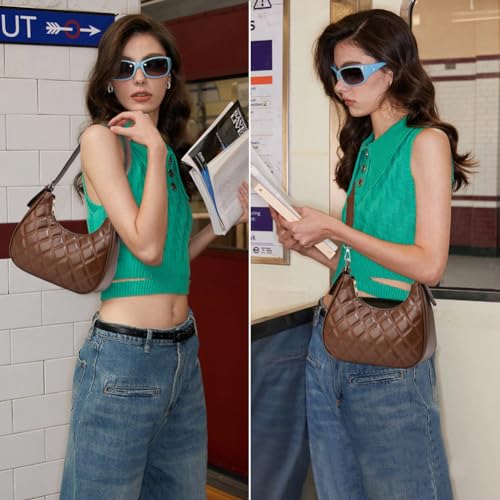Image of CROJUYI Small Crescent Shoulder Bags Purses for Women Retro Classic Clutch Hobo Tote Purse and Handbag Cute Crossbody Bags
