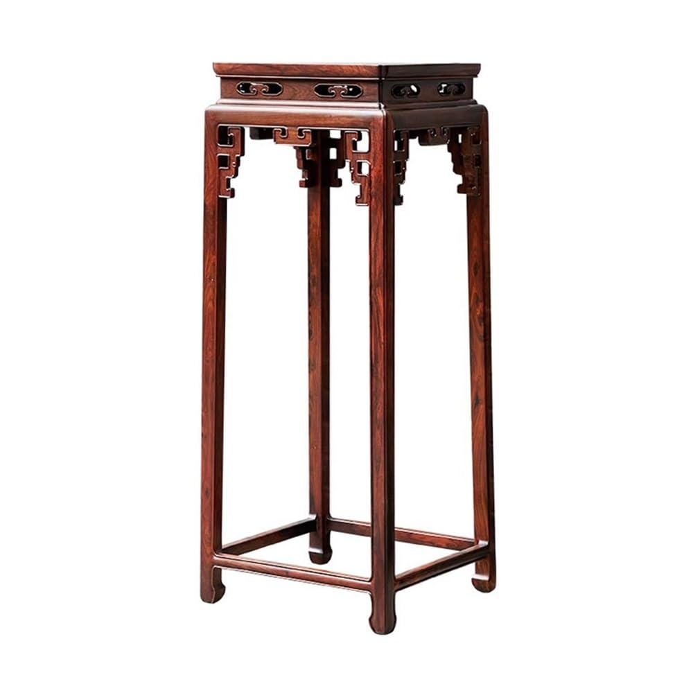ZENY896V Home Vintage Openwork Carving Redwood Display Base, Mortise Craft Flower Table Ornament Shelf Decor