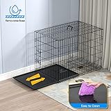 Nobleza Dog Crate Cage, 24in Folding Metal Puppy Small Dogs Cage with 2 Doors, Durable Pet Dog Car Crate with Carrier Handle, Chew Resistant Plastic Base Tray for Puppy Training, Black - Image 4