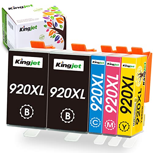 Kingjet 920XL Ink Cartridges 5 Pack High Yield Replacements Compatible with Officejet 6000 6500 6500A 7000 7500 Series Printer (2BK 1C 1M 1Y)