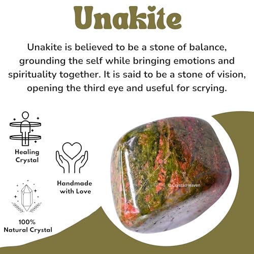 Image of Certified Unakite Crystal Healing Tumbled Stone, Natural Polished Crystals for DIY Crafts, Manifestation, Meditation, Pooja Feng Shui and Reiki Healing (30 Grams)