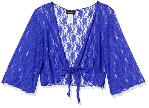Star Vixen Women's Petite Tie Front Elbow Sleeve Cardigan, Royal, PM