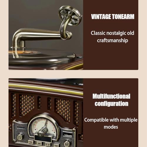 Fonografo in stile vintage con suono stereo 2.1 HIFI, telecomando wireless, USB, riproduzione disco, Bluetooth e radio FM per gli amanti della musica nostalgica