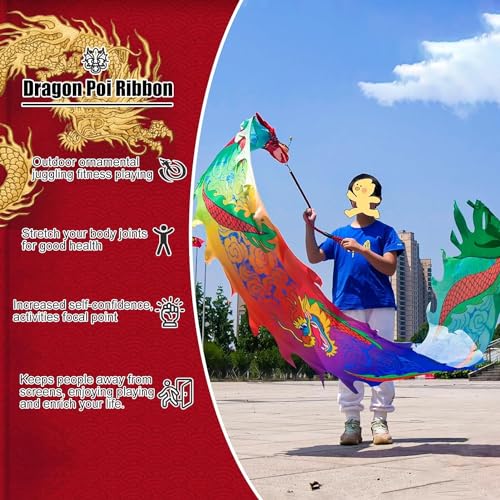 Drapeau de danse dragon noir de 5m à ruban flottant ultra résistant pour scène