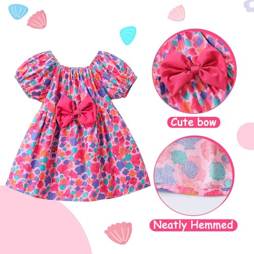 Toddler Girls Cotton Shell Print Dress,Summer Toddler Girl Dress2