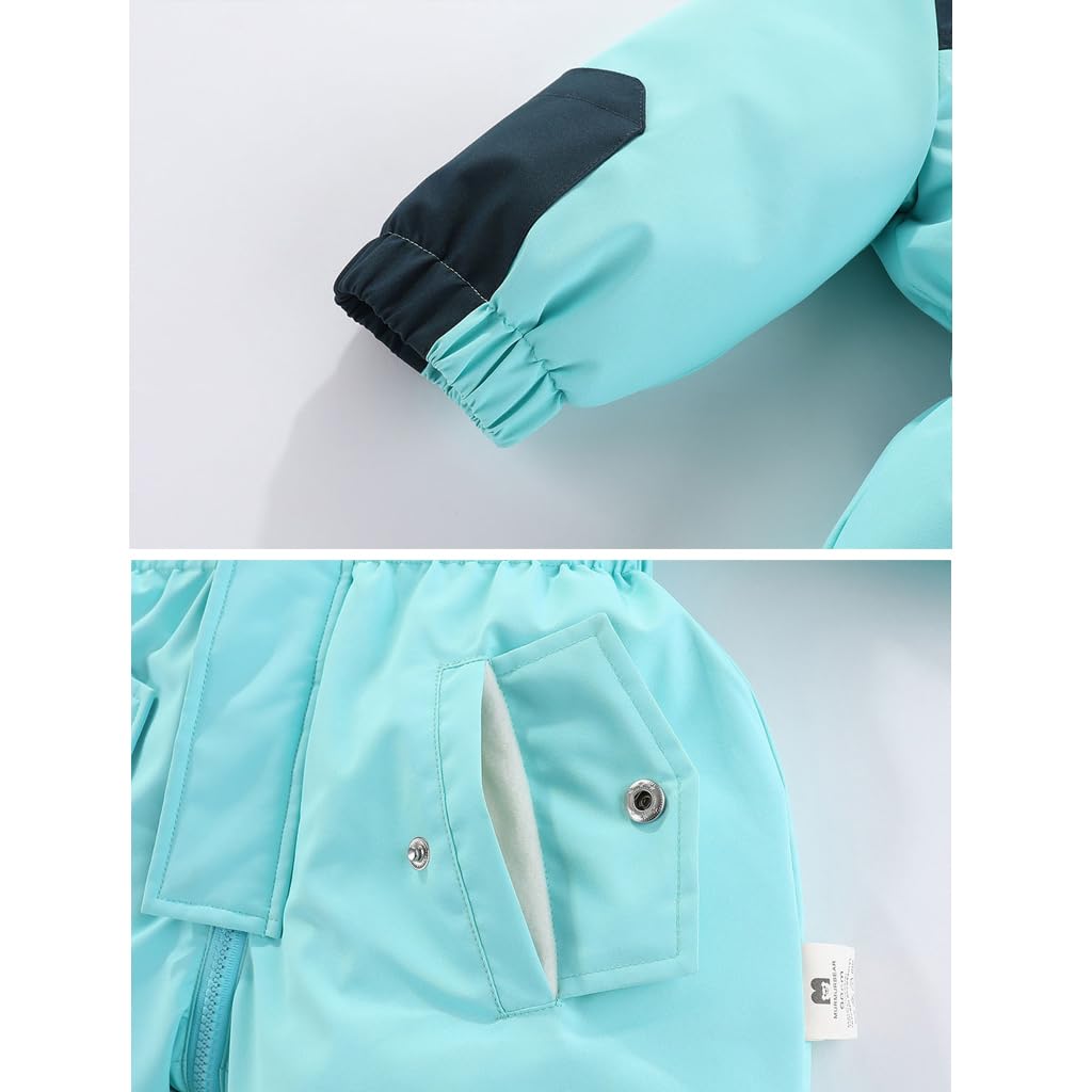 BRONG Bebé Invierno Traje de Nieve Mameluco Niño Niña con Capucha Pelele Polar Abrigo Ropa Cremallera Mono Cortaviento Ropa Exterior Traje de Esquí