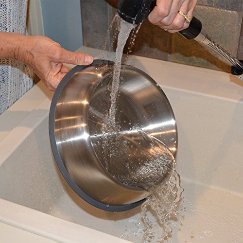 PetFusion Premium Brushed Anti-Tip Dog & Cat Bowls (Set of 2 Bowls). Food Grade Stainless Steel. Bonded Silicone Ring for Traction, Metallic, 32 oz - Thumbnail 4