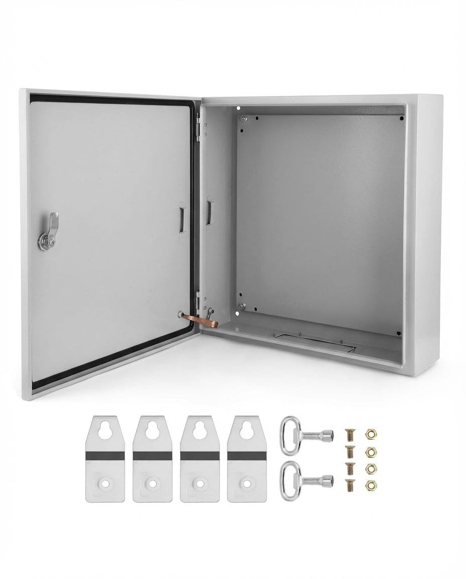 Outdoor NEMA Steel Enclosure, 24x24x8 NEMA 4X Steel Electrical Box, IP66 Waterproof & Dustproof, Outdoor/Indoor Electrical Junction Box
